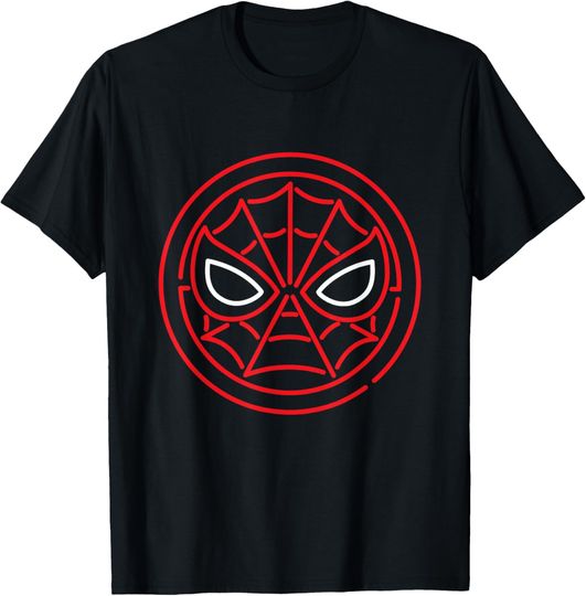 Discover Marvel Super Heroes Neon Light Sign Spider-Man Mask Symbol T-Shirt