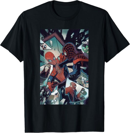 Discover Marvel Spider-Man Miles Morales & Peter Parker Mirror Smash T-Shirt