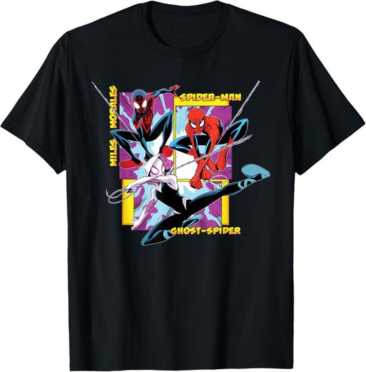 Discover Marvel Spider-Man Miles Morales Ghost-Spider Web-Swing Trio T-Shirt