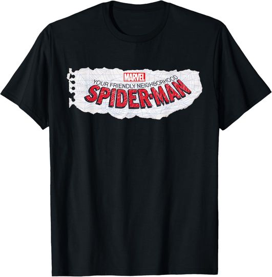 Discover Marvel Your Friendly Neighborhood Spider-Man Notebook Logo T-Shirt