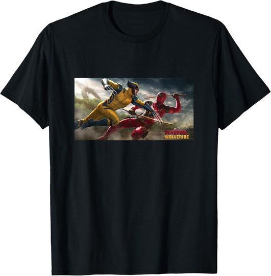 Discover Marvel Deadpool & Wolverine Epic Iconic Fighting Chest Logo T-Shirt