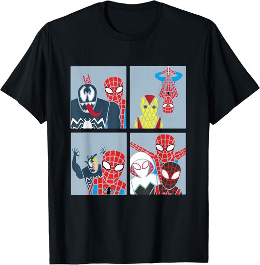 Discover Marvel Spider-Man Stylized Spidey Funny Friends and Foes T-Shirt