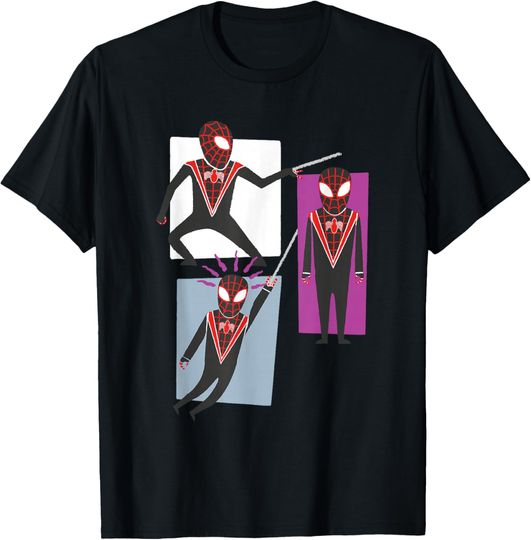 Discover Marvel Spider-Man Stylized Miles Morales Funny Pose Trio T-Shirt