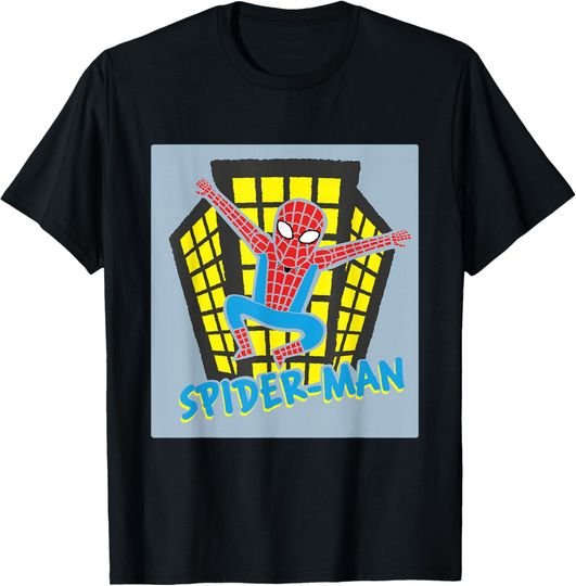 Discover Marvel Spider-Man Stylized Spidey Funny City Action T-Shirt