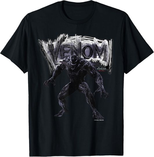 Discover Marvel Venom: The Last Dance Monochrome Symbiote Scratches T-Shirt