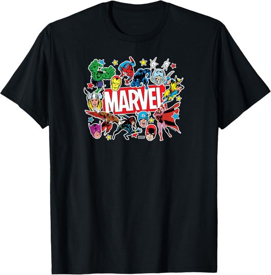 Discover Marvel - Sticker Collage T-Shirt