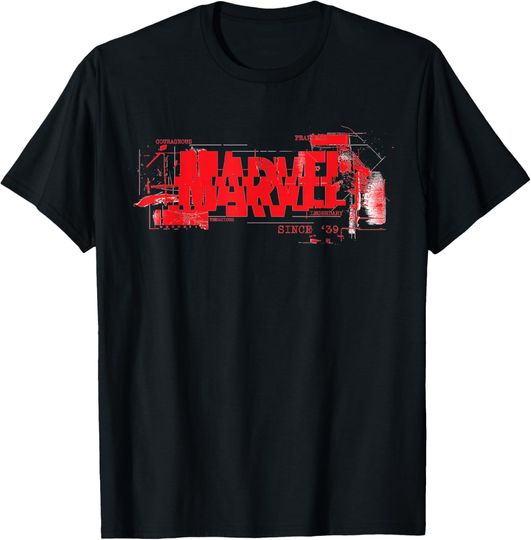 Discover Marvel Logo Glitched Courageous Fearless Legendary Since ’39 T-Shirt