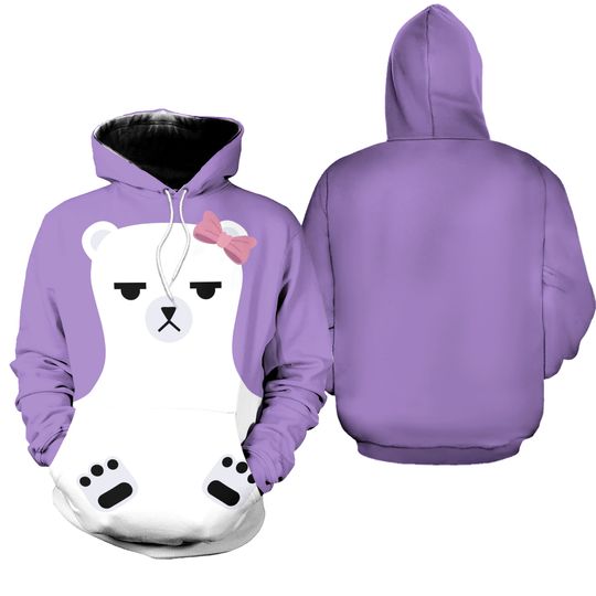 Mira Purple Bear Demon Hunters Cosplay Hoodie Leggings, Kpop Demon Hunters Shirt, Mira Costume Tee, Huntrix Outfit, Anime Fans Merch