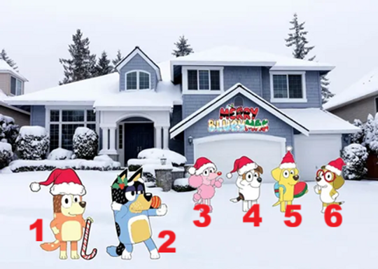 Holidays BlueyDad Chili Bandit Coco Honey Lucky Jack Merry Blueymas Holiday Christmas Jolly Festive Decoration Yard Sign