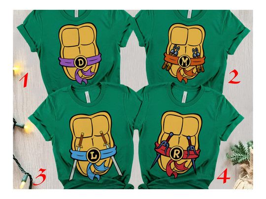 Discover Turtle Costume, Ninja Turtle Cosplay Group Shirt, Halloween Matching Tee, Halloween Costume Shirt For Family, Family Matching Shirt
