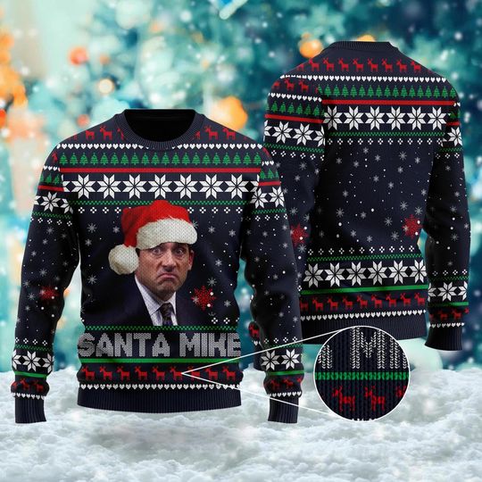 Discover Santa Mike Christmas Ugly Sweater, The Office Xmas Sweatshirt, Michael Scott Christmas Gift For Men Women Kid, The Office Movie Sweater