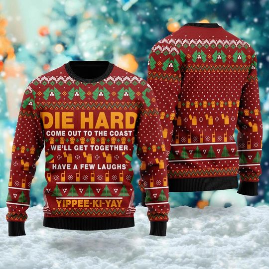 Yippee Ki Yay Christmas Ugly Sweater, Xmas Sweatshirt, Die Hard Christmas Ugly Sweater, John McClane Sweatshirt, Die Hard Xmas Movie Shirt