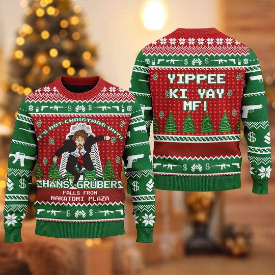 Discover It's Not Christmas Until Fall From Nakatomi Plaza Sweater, Die Hard Christmas Ugly Sweater, John McClane Sweatshirt, Die Hard Xmas Movie Sweater