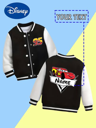 Discover MINISO Disney Cars McQueen Flag Baseball Jacket for Kids - McQueen with flag shape, creative and novel, suitable for daily outin