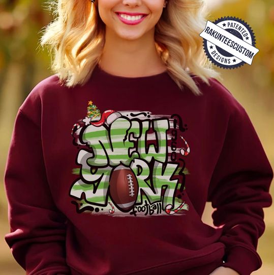 Discover New York Football Christmas Sweatshirt: Xmas Graffiti Shirt