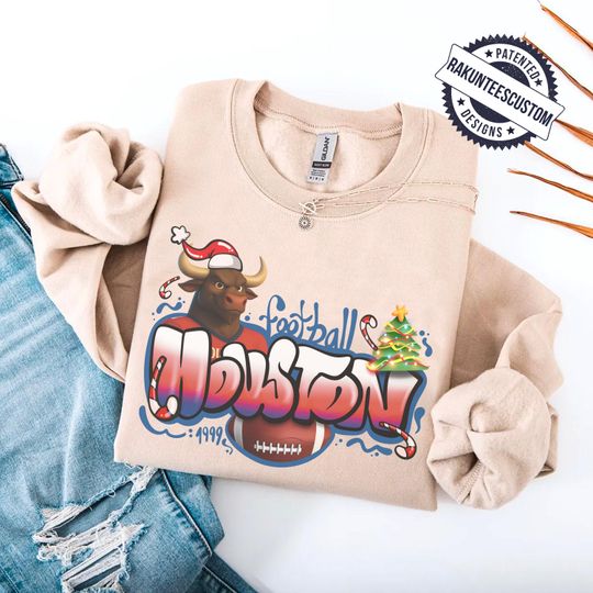 Houston Football Christmas Sweatshirt: Xmas Graffiti Shirt