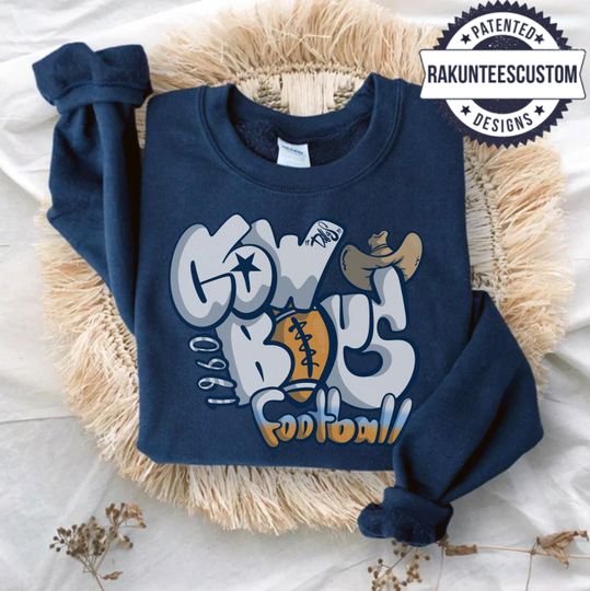 Discover Dallas Football Sweatshirt: Grafitti  Yellow & Green Cowboy Tee