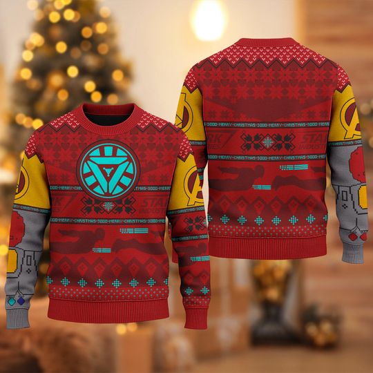 Discover Iron Man Ugly Christmas Sweater, Superhero Xmas Sweatshirt, Marvel Iron Man Christmas Gift For Men Women Kid, Disney Ugly Sweater
