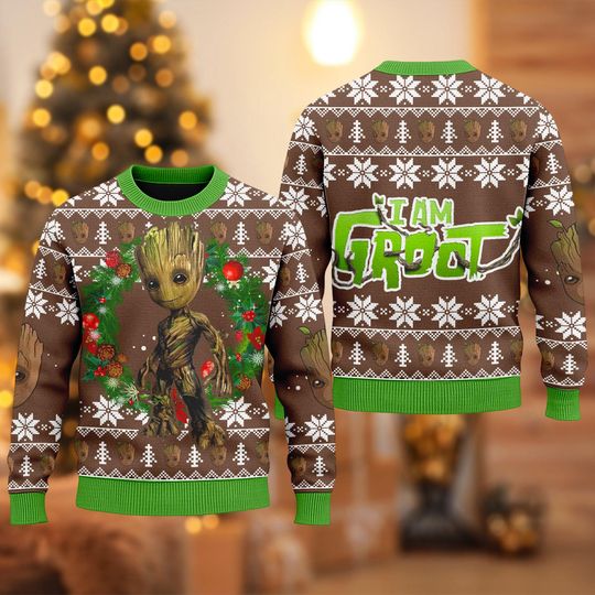 Discover Groot Christmas Ugly Sweater, Marvel Xmas Holiday Sweatshirt, Groot Christmas Gift For Men Women Kid, Disney Christmas Sweater