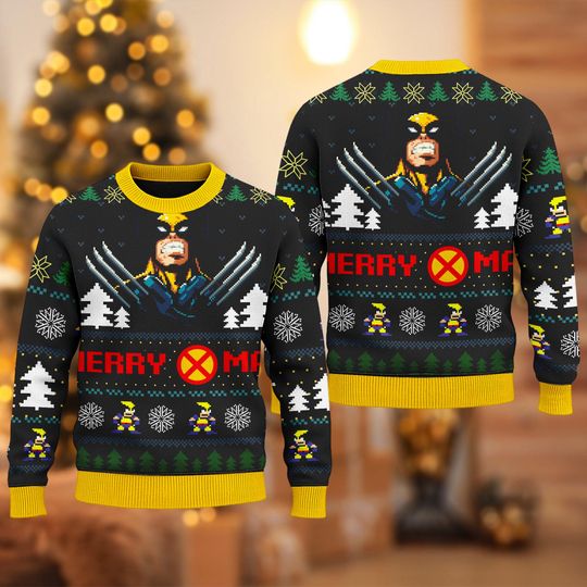 Discover Wolverine Christmas Ugly Sweater, Wolverine Superhero Xmas Sweatshirt, Marvel Christmas Gift For Men Women Kid, Disney Ugly Sweater