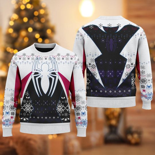 Spider-Man Gwen Stacy Christmas Ugly Sweater, Spiderman Christmas Sweatshirt, Superhero Xmas Holiday Gift For Men Women