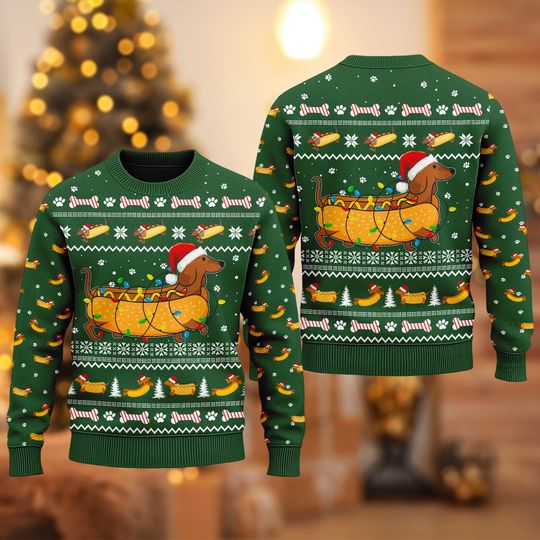 Taco Dachshund Santa Hat Ugly Christmas Sweater, Taco Dachshund Xmas Sweatshirt, Taco Dachshund Christmas Gift For Men Women Kid