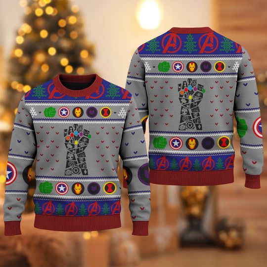 Discover Superhero Christmas Ugly Sweater, Marvel Xmas Sweatshirt, Disney Christmas Gift For Men Women Kid, Spider-Man Ugly Sweater