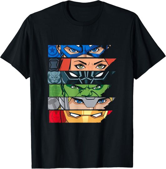 Discover Marvel Avengers Super Hero Eyes Black T-Shirt, Gift For Fans