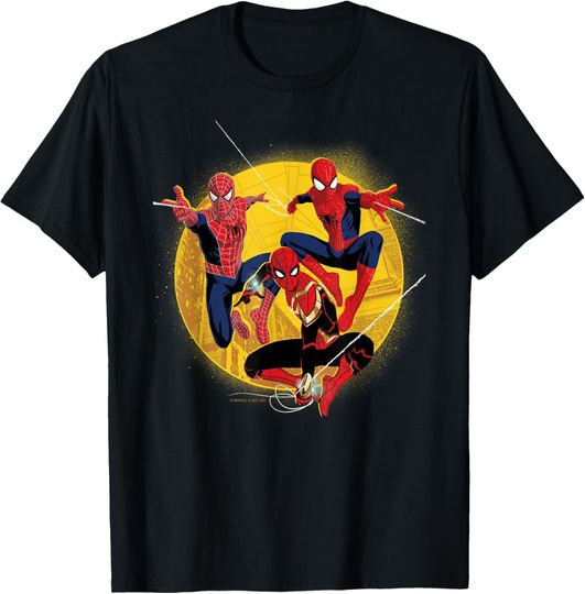 Discover Marvel Spider-Man: No Way Home Spider-Men In Action T-Shirt, Gift For Fans
