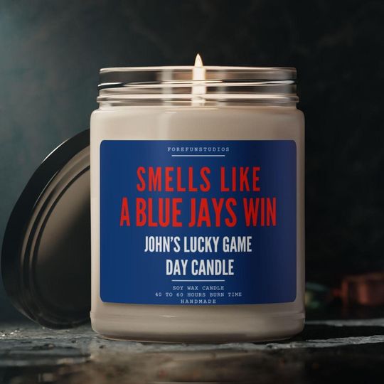 Discover Personalized Blue Jays Win Candle: Baseball Game Day Decor