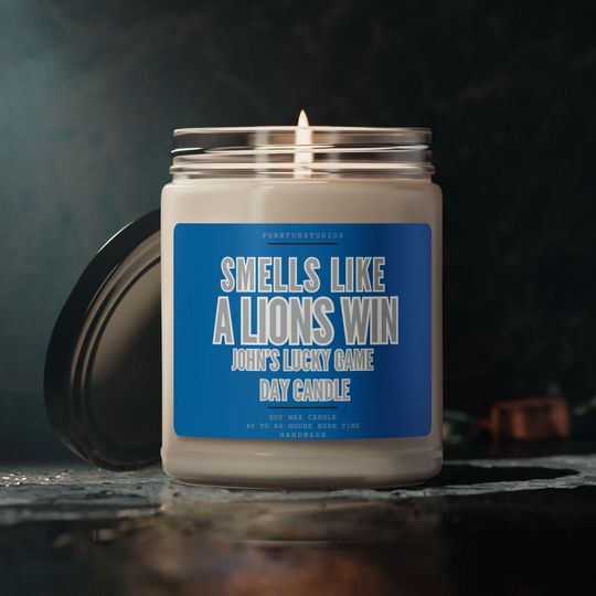 Discover Lions Win  Candle: Detroit Football Game Day Decor