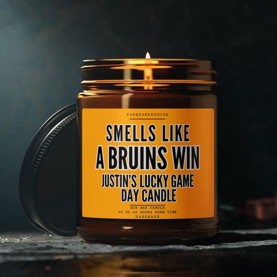 Discover Bruins Win Scented Candle: Hockey Game Day Decor