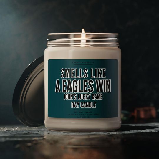 Discover Eagles Win Scented Candle: Philadelphia Football Game Day Decor