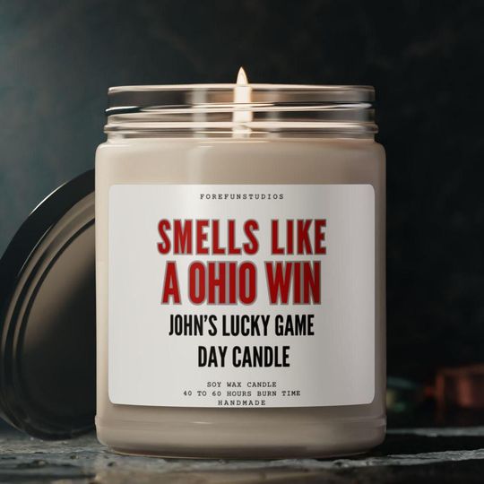 Personalized Ohio Win Candle: Game Day Decor