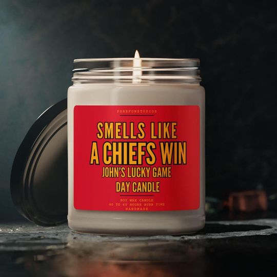 Discover Personalized Chiefs Win Candle: Kansas City Football Game Day Decor