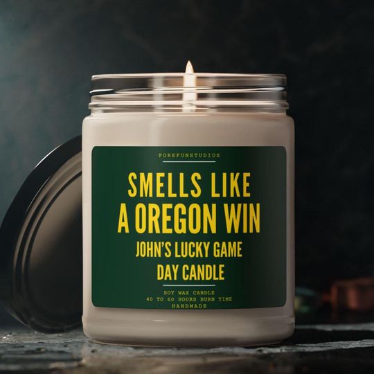Personalized Oregon Win Candle: Game Day Decor