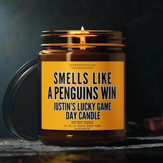Penguins Hockey Win Candle: Pittsburgh Game Day Wax Candle