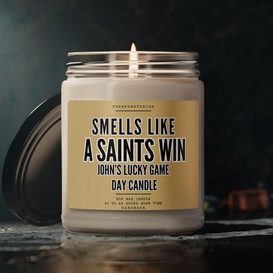Discover Personalized Saints Win Candle: New Orleans Football Game Day Decor