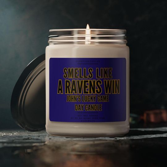 Discover Personalized Ravens Win Candle: Baltimore Football Game Day Decor