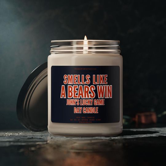 Personalized Smells Like A Bears Win Candle: Game Day Decor
