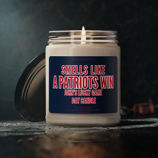 Discover Patriots Win Candle: New England Football Game Day Decor