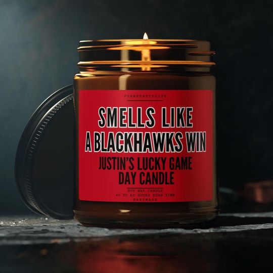 Discover Blackhawks Win Scented Candle: Chicago Hockey Game Day Decor