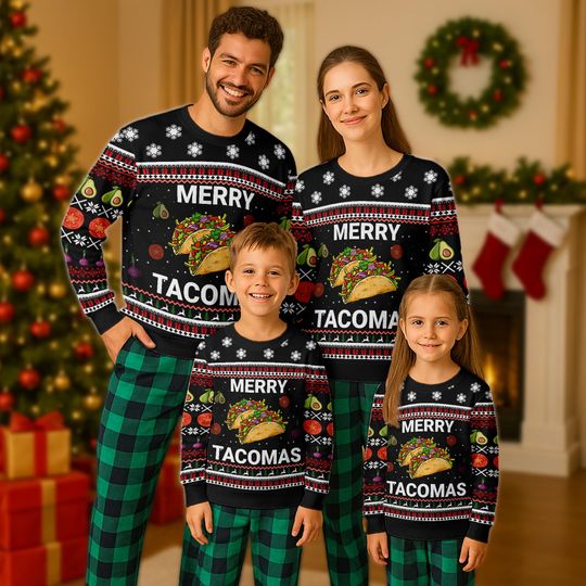 Discover Merry Tacomas 3D All Over Printed T-shirt, Taco Lovers Ugly Christmas Sweater, Xmas Sweatshirt, Christmas Gift For Men Women Kid