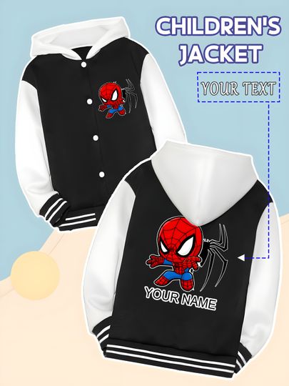Discover MINISO Marvel Boys Baseball Jacket - Cute Spider-Man style with bright, fade-resistant colors. Perfect for school activities and