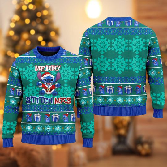 Discover Merry Stitchmas Ugly Christmas Sweater, Stitch Xmas Sweatshirt, Disney Christmas Gift For Men Women Kid, Disney Stitch Ugly Sweater