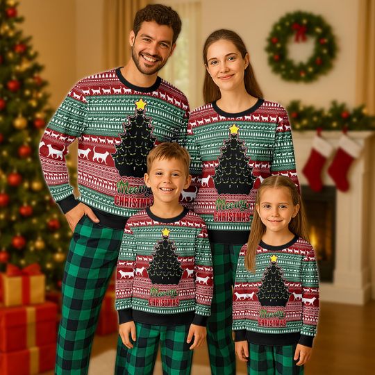 Discover Merry Catmas 3D Ugly Christmas Sweater, Funny Meowy Cat Xmas Sweatshirt, Cat Shaped Like A Pine Tree Christmas Sweater, Christmas Gift