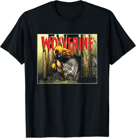Marvel X-Men Wolverine Two Wolves Front Retro Big Poster T-Shirt