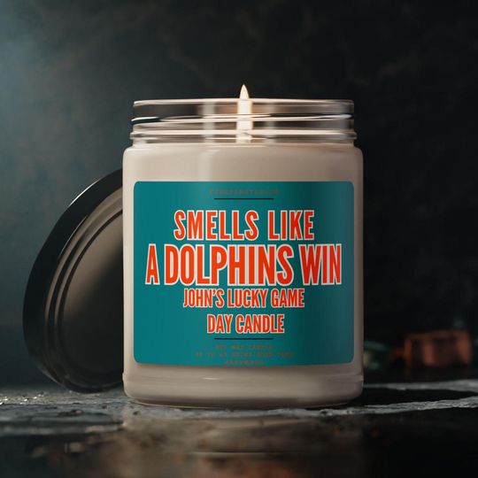 Discover Personalized Dolphins Win Candle: Miami Football Game Day Decor