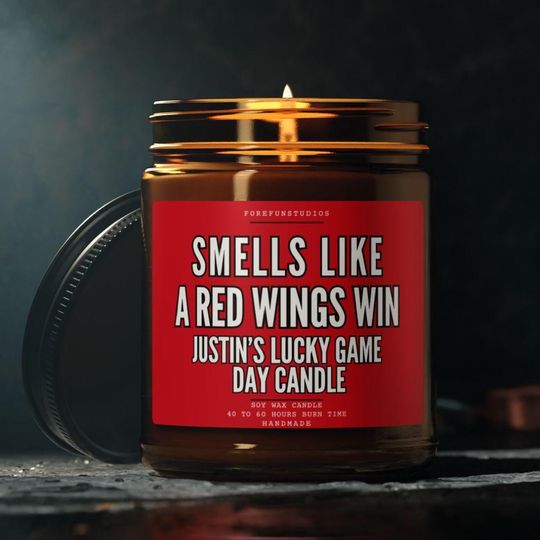 Detroit Red Wings Candle: Game Day Wax Candle, Funny Hockey Gift