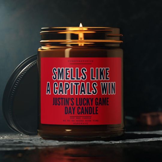 Discover Capitals Win Candle: Washington DC Hockey Game Day Decor